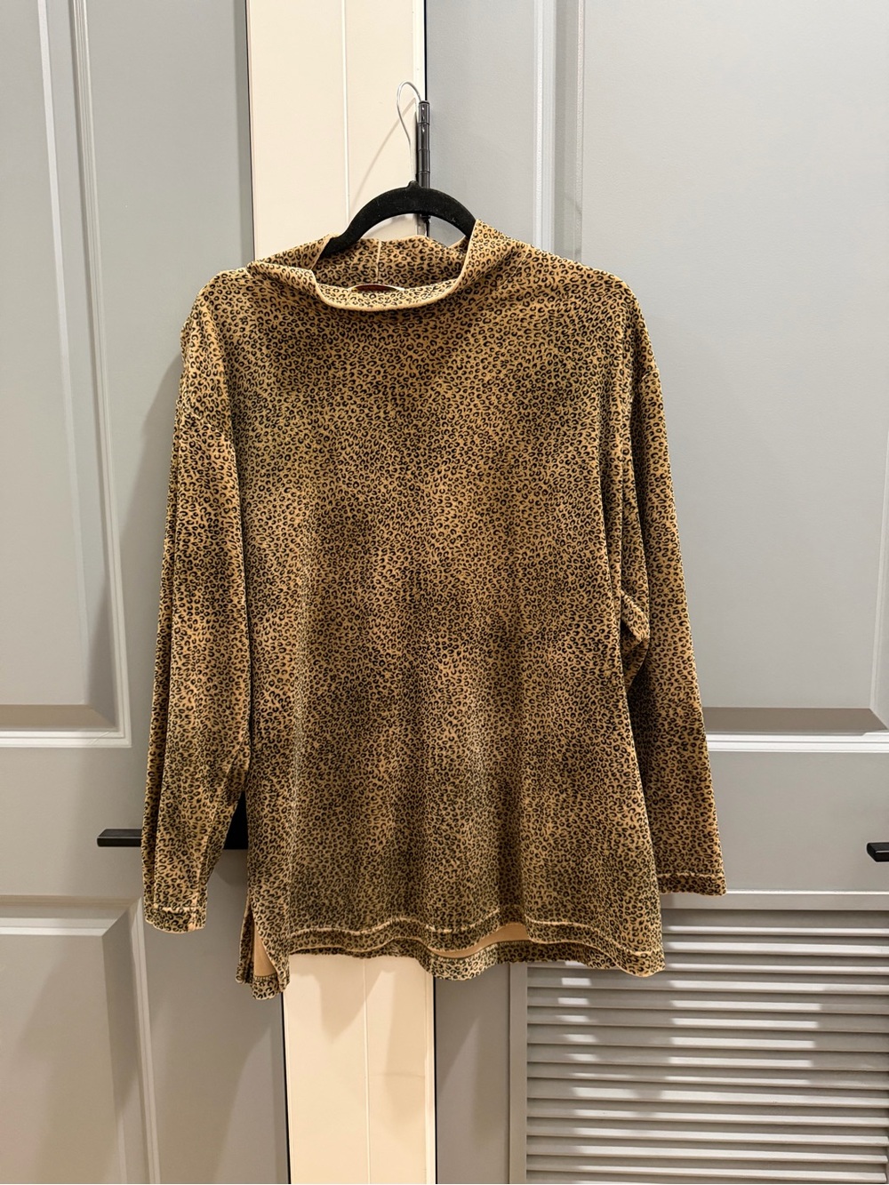 Leopard Print Mock Neck Top - Brown & Black